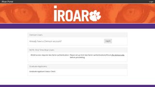 
                            1. iRoar Portal - Clemson University - Clemson Portal