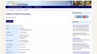 
                            7. Irvine Unified - School Directory Details (CA Dept of Education) - Iusd Email Portal