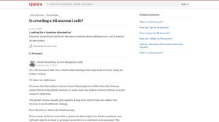 
                            8. Is creating a Mi account safe? - Quora - Mi Cloud Account India Portal