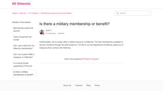 
                            2. Is there a military membership or benefit? – Support - Sittercity - Sittercity Military Portal