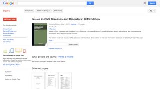
                            3. Issues in CNS Diseases and Disorders: 2013 Edition - Dti Adp Portal