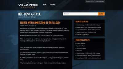 
                            5. Issues with Connecting to the Cloud – Valkyrie