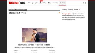
                            1. Istanbulska nevesta - Sve epizode sa prevodom - Nova ... - Balkan Portal - Istanbulska Nevjesta Balkan Portal