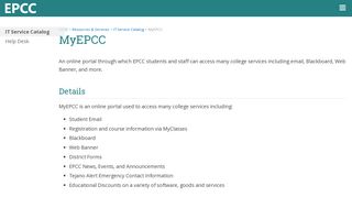 
IT Service Catalog - MyEPCC - EPCC  
