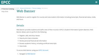 
IT Service Catalog - Web Banner - EPCC  
