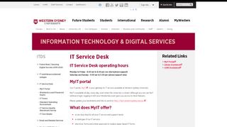 
                            4. IT Service Desk | Western Sydney University - Myit Portal