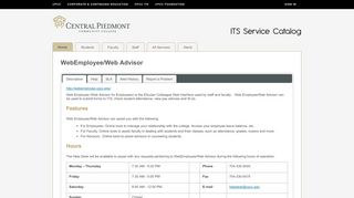 
ITS Service Catalog | WebEmployee/Web Advisor - CPCC
