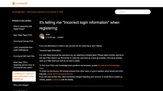 
It's telling me "Incorrect login information" when registering ...
