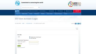 
ITU User Account: Login  
