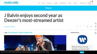 
                            9. J Balvin enjoys second year as Deezer's most-streamed artist ... - Deezer Artist Portal