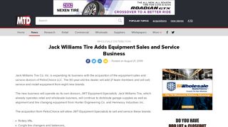 
                            5. Jack Williams Tire Adds Equipment Sales and Service Business - Jack Williams Login