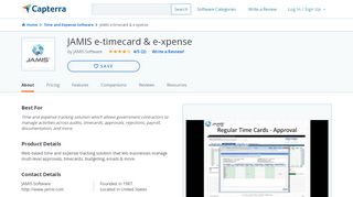 
                            8. JAMIS e-timecard & e-xpense Reviews and Pricing - 2020 - Jamis Software Corporation E Timecard Portal