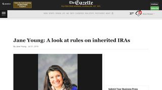 
                            7. Jane Young: A look at rules on inherited IRAs | Business | gazette.com - Iras Portal North Memorial