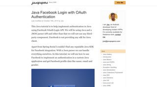 
Java Facebook Login with OAuth Authentication - Javapapers  
