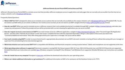 Jefferson Remote Access Portal (RAP) instructions and FAQ