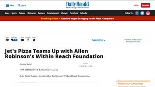 
                            8. Jet's Pizza Teams Up with Allen Robinson's Within Reach ... - Jetts Online Portal