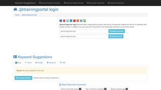 
™ "Jjktrainingportal login" Keyword Found Websites Listing ...  
