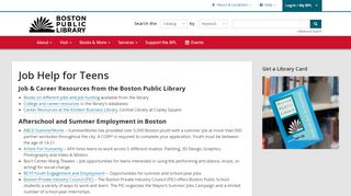 
                            4. Job Help for Teens | Boston Public Library - Successlink Boston Portal