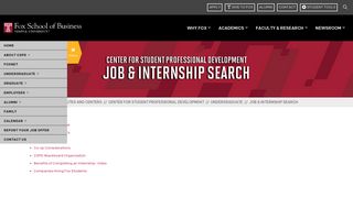 
                            1. Job & Internship Search | Fox School of Business | Temple ... - Foxnet Portal