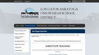 Job Opportunities - Los Gatos-Saratoga Union High School ... - Edjoin Admin Login