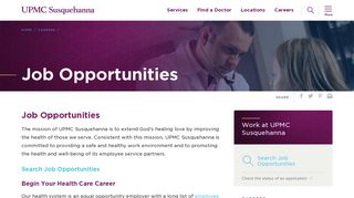 Job Opportunities | UPMC Susquehanna - Upmc Job Portal