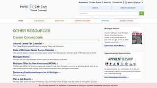 
Job Seeker Other Resources - Pure Michigan Talent Connect  
