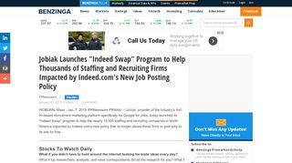 
Jobiak Launches "Indeed Swap" Program to Help Thousands ...  
