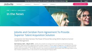 
                            6. Jobvite and Ceridian Form Agreement To Provide Superior ... - Ceridian Payroll Portal Hilton