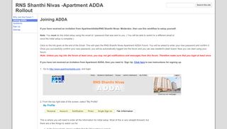 
Joining ADDA - RNS Shanthi Nivas -Apartment ADDA Rollout  

