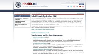 
                            5. Joint Knowledge Online (JKO) | Health.mil - Joint Knowledge Online Portal