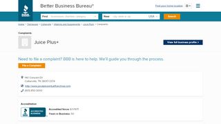 
Juice Plus+ | Complaints | Better Business Bureau® Profile  
