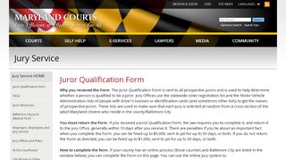 
Juror Qualification Form | Maryland Courts  
