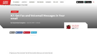 K7: Get Fax and Voicemail Messages in Your email - K7 Sign Up Page