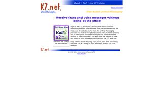 K7 Unified Messaging, free Fax and voicemail to email. - K7 Sign Up Page