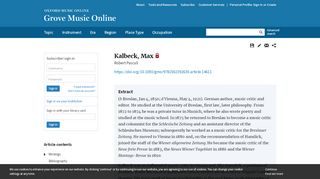 
                            9. Kalbeck, Max | Grove Music - Oxford Music Online
