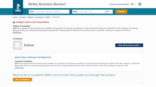 
                            3. Kanoa | Complaints | Better Business Bureau® Profile