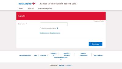 Kansas Unemployment Benefit Card - Sign In