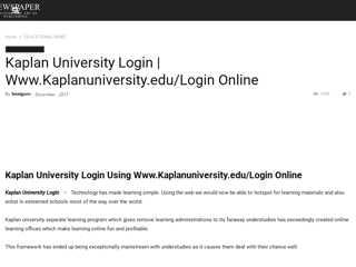Kaplan University Login | Www.Kaplanuniversity.edu/Login ...