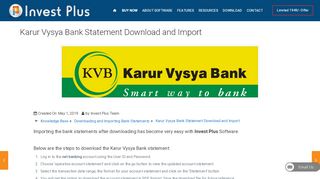 
Karur Vysya Bank Statement Download and Import - Invest Plus  
