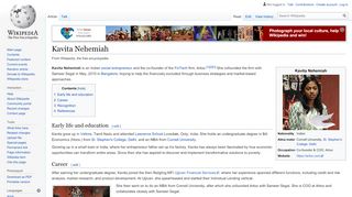 
                            6. Kavita Nehemiah - Wikipedia - Ujjivan Artoo Portal