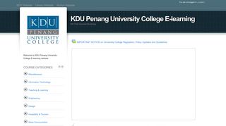 
                            2. KDU Penang University College E-learning - Kdu Moodle Login