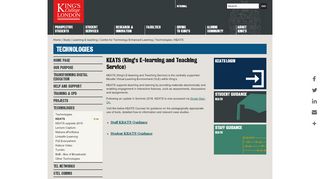 KEATS (King's E-learning and ... - King's College London - Keats Portal