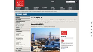 KEATS Signing In - King's College London - Keats Portal