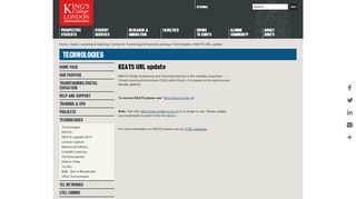KEATS URL update - King's College London - Keats Portal