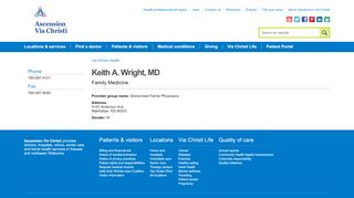 
                            8. Keith A. Wright, MD | Ascension Via Christi - Stonecreek Family Physicians Patient Portal