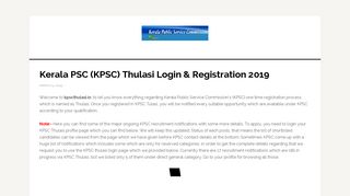 
                            4. Kerala PSC (KPSC) Thulasi Login & Registration 2019 - Keralapsc Gov In Thulasi Portal