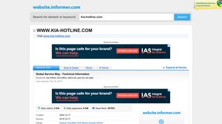 
                            3. kia-hotline.com at Website Informer. Visit Kia Hotline. - Http Www Kia Hotline Com Portal