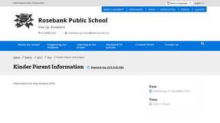 
                            3. Kinder Parent Information - Rosebank Public School - Rosebank Parent Portal