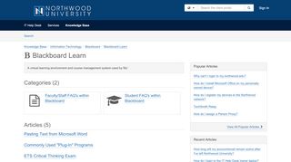 
                            6. Knowledge Base - Blackboard Learn - TeamDynamix - My Northwood Edu Blackboard Portal