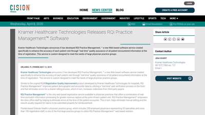Kramer Healthcare Technologies Releases RQi Practice ...